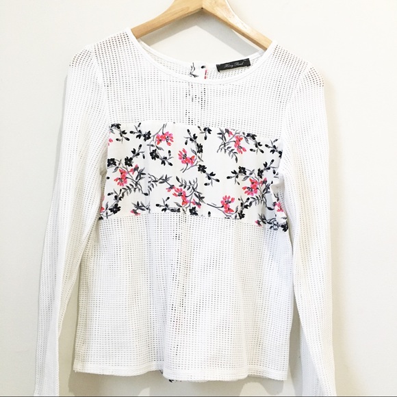 Honey Punch Tops - Honey punch multicolored waffle knit floral top